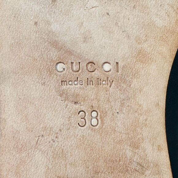 GUCCI Kira Horsebit Black Loafer Size 38 Leather Slip On Ballet Flats Almond Toe - Picture 10 of 12